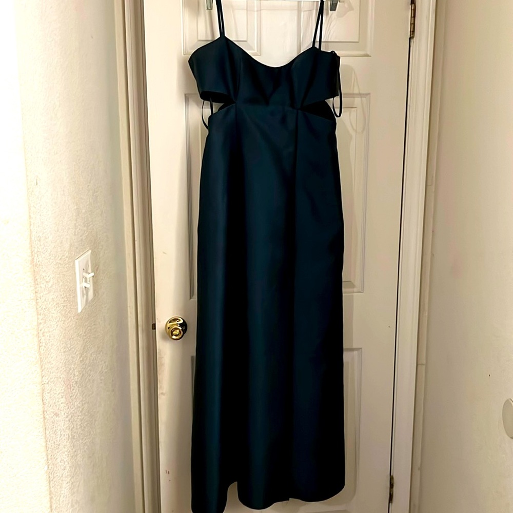 Alfred Sung Satin Cutout Gown Evergreen Size 10